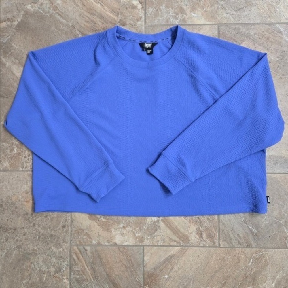 DKNY womens pretty Blue Lightweight shirt Textured Large
